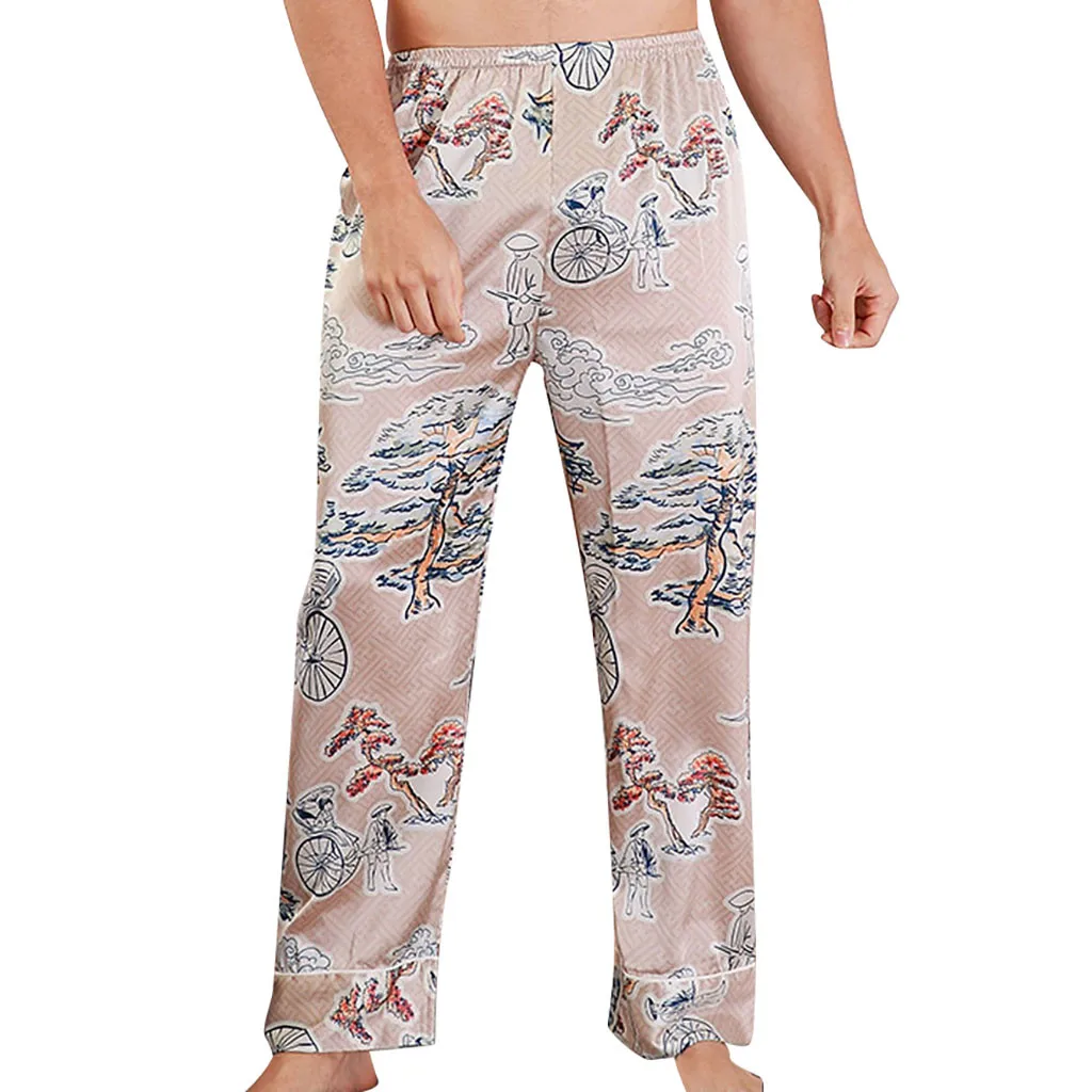 Doudoulu Для мужчин моделирование шелк пижама с длинными пижамные штаны Пижамные шорты для Для мужчин Pijama Hombre# LC30
