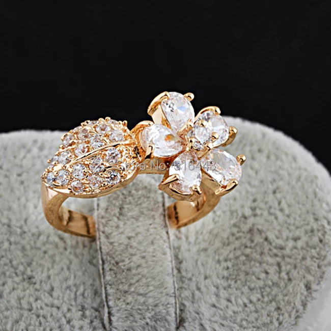 Upscale Brand Jewelry Full AAA+ Big Cubic Zirconia 18K Gold Flower Animal Women Engagement Wedding Rings A983 | Украшения и