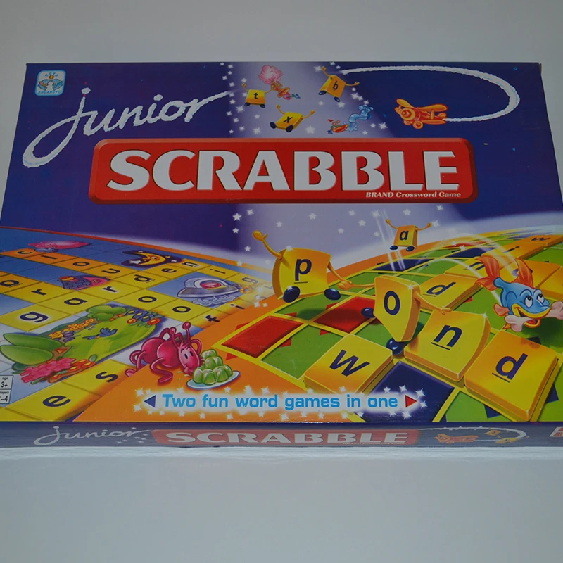 Two level word game Scrabble double sided playing board words&pictures