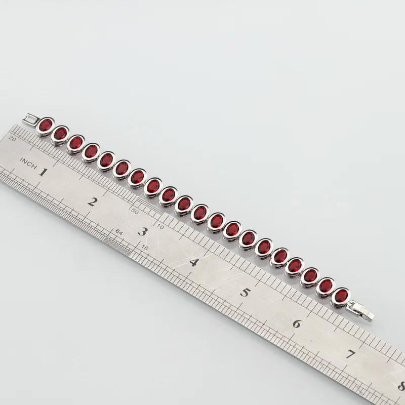 925 пробы серебряный овальный красный гранат браслет Здоровье модные украшения для женщин шкатулка для ювелирных изделий SL110