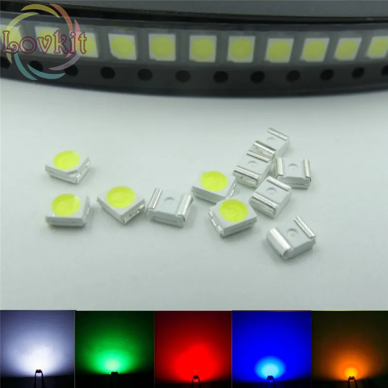 

500pcs 3528 1210 PLCC-2 SMD/SMT LED 100Each White Red Blue Green Yellow Emitting Diode High quality SMD Chip lamp beads