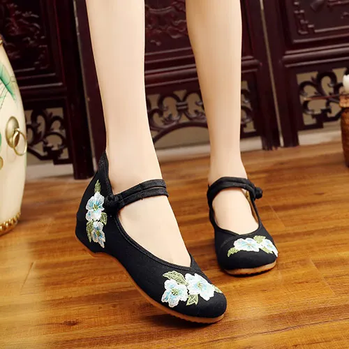 Veowalk/женские парусиновые балетки ручной работы с вышивкой в винтажном стиле; удобные женские китайские балетки; женская обувь с вышивкой - Цвет: Model 6 Black