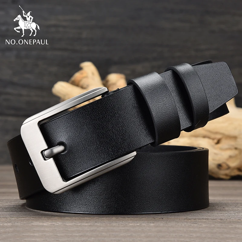 

NO.ONEPAUL Genuine brand leather fashion retro business men's cowhide belt alloy pin buckle new men's student belt free shipping