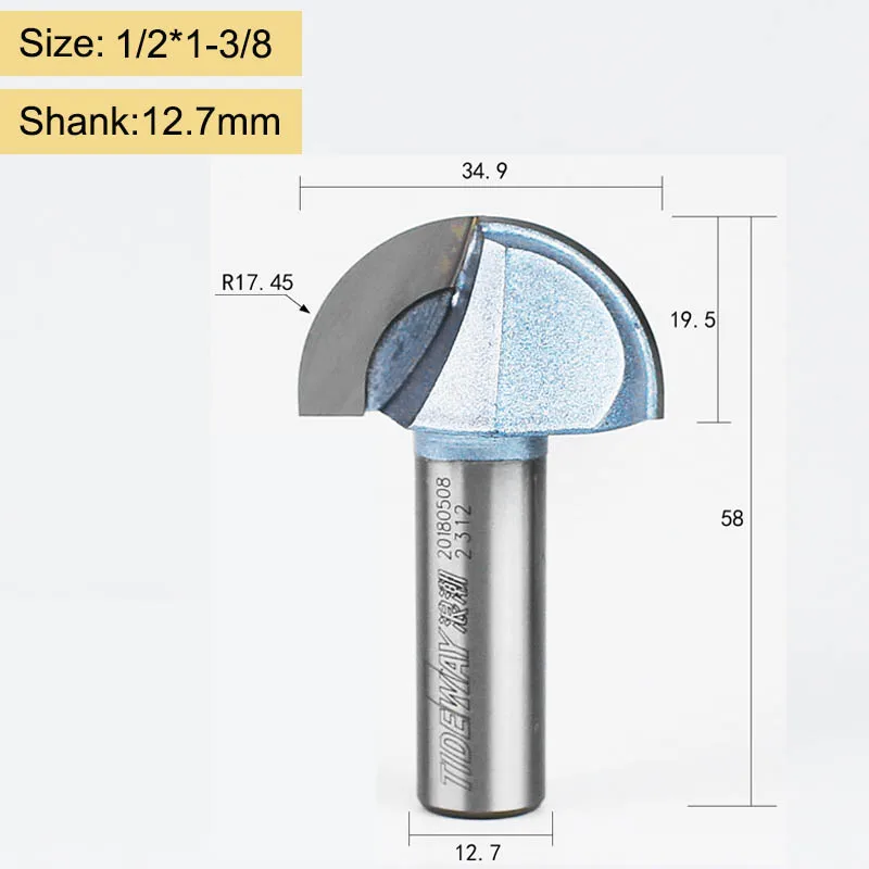Tideway промышленный Коув коробка бит фрезы 1/2 1/4 хвостовик круглый носовой инструмент для отделки дерева гравировка деревообрабатывающие фрезы - Длина режущей кромки: Y00216