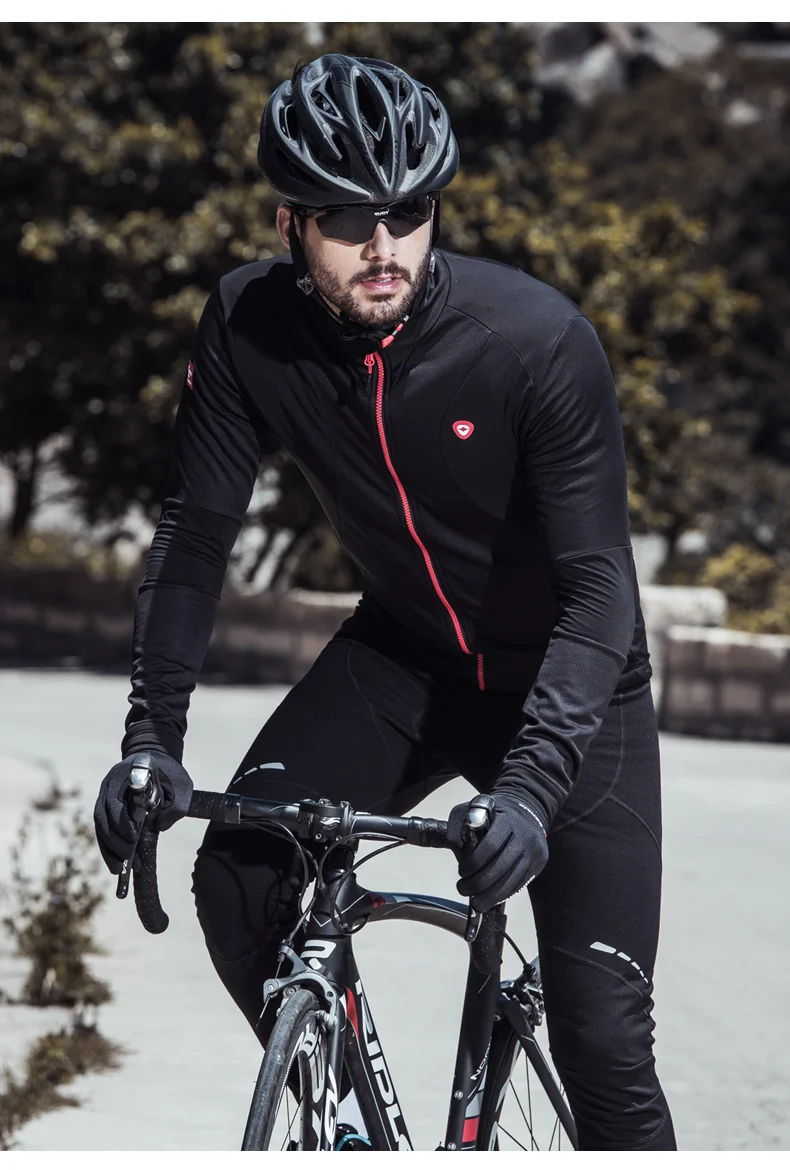 Santic зимние майки для велоспорта Мужские Термо флисовые с длинным рукавом велосипедная куртка ветрозащитная с полной молнией S-3XL