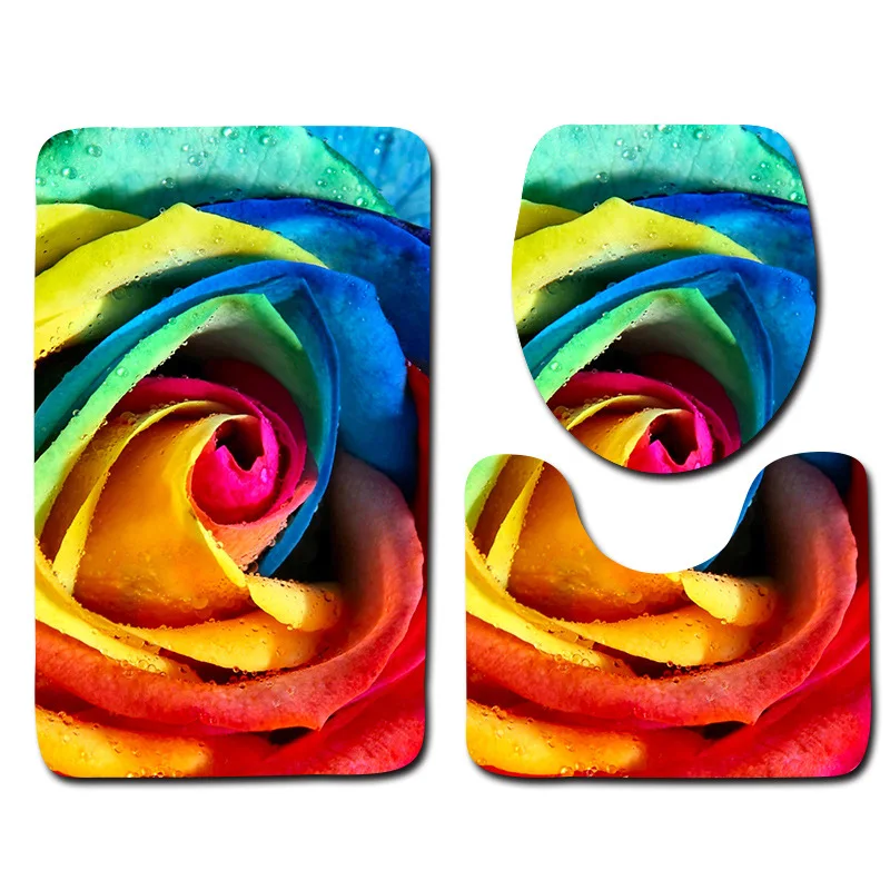 Billig Honlaker Rose Bad Matte Weichen Flanell Bad Wc Matte rutschfeste Absorbent Bad Teppich Set Bad Teppich 3 Stücke