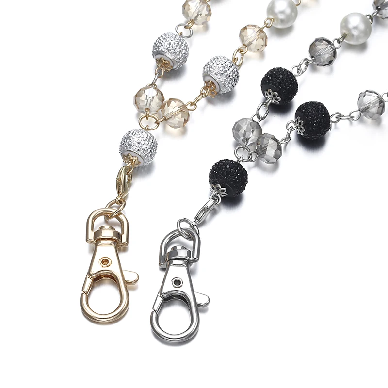 2018 New Fashion Lanyard Necklace For Women Crystal Beads Id Badge