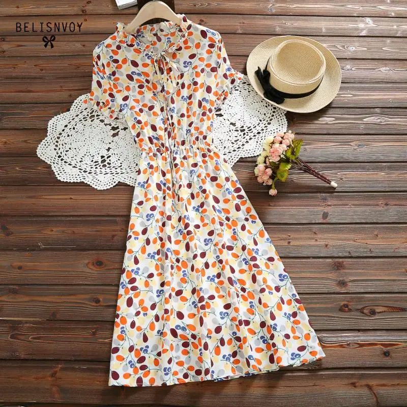 

Mori Girl Floral Printed Summer Dress New Korean Fashion Women Short Sleeve Ruffled Dresses Casual Femininos Vintage Vestidos