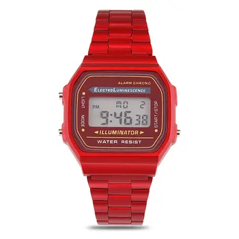 

QW Sports 3ATM Hot Ladies Stop Stainless Steel Wristwatches Waterproof Unisex Women Men Sport Digital Watches