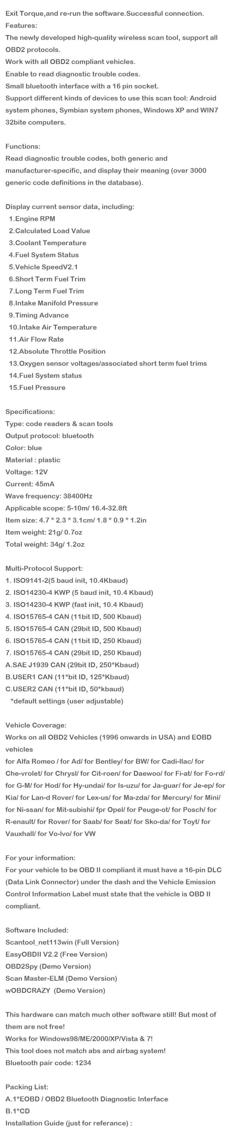 ELM327 Мини ELM 327 V2.1 OBD2 Bluetooth интерфейс автоматический сканер obd ii диагностический инструмент работает на Android Windows Symbian