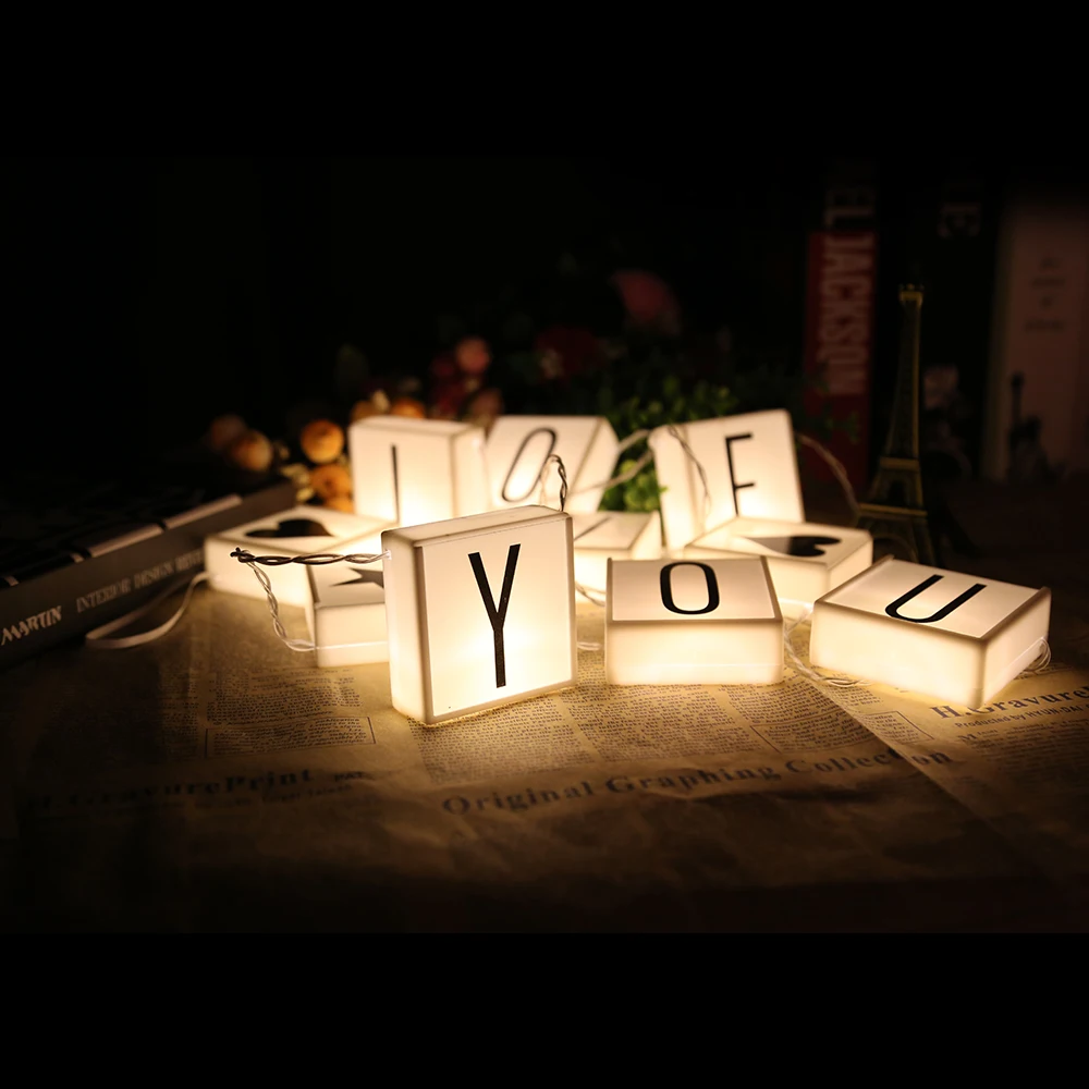 

Modern Art Deco DIY LED Letter Hanging String Lights Parties Holiday Home Decor AA Battery Charging Indoor Lighting Night Lights