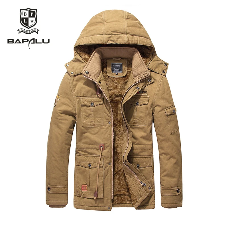 

Winter jacket men casual long jacket plus velvet thick loose cotton coat men's European and American style jacket coat 9933