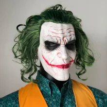 Maska jokera film batman mroczny rycerz klaun z horroru Cosplay maski lateksowe z z zielonymi wąsami peruka straszny impreza z okazji halloween rekwizyty kostiumowe(China)