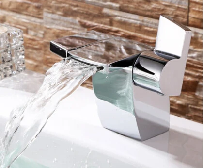 

new arrival top high quality chrome bathroom hot and cold bathroom basin waterfall faucet sink mixer