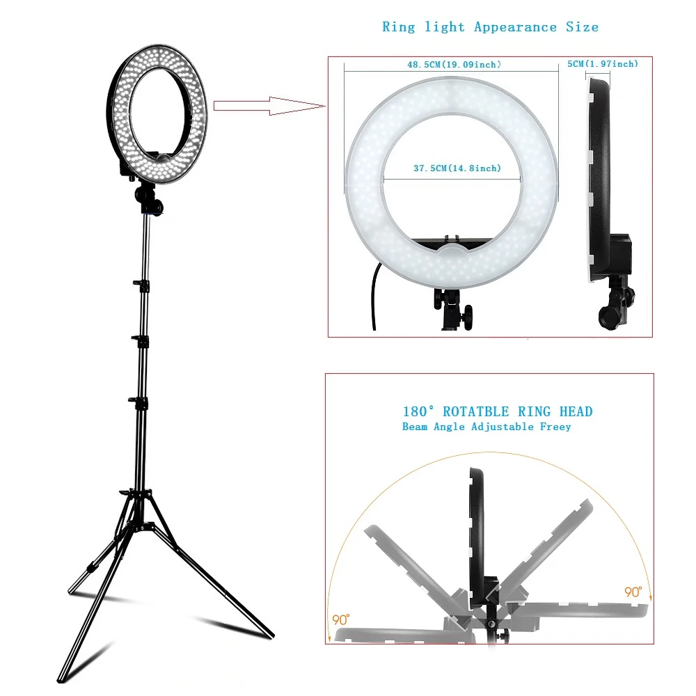 Travor светодиодный кольцевой светильник с регулируемой яркостью двухцветный 1" 240 шт. кольцевая лампа и Студийный Трипод светодиодный кольцевой светильник для фотосъемки для камеры/фото