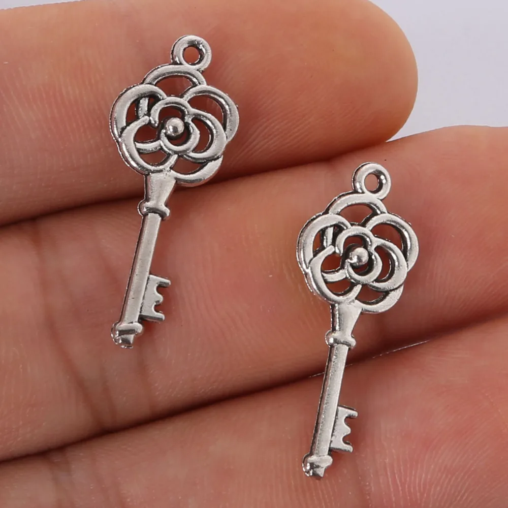 13pcs 28*11MM antique silver Alloy Key Charms Pendant Jewelry Findings