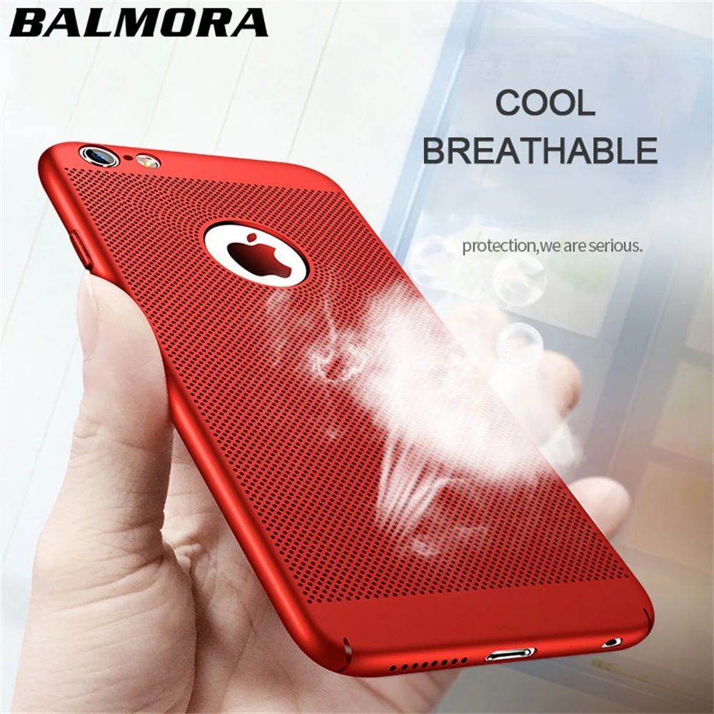 

BALMORA Heat dissipation Protective Case For iPhone X 6 6s plus 5 5s PC Hard Hollow Phone Cases For iPhone 7 8 plus Capa Coque