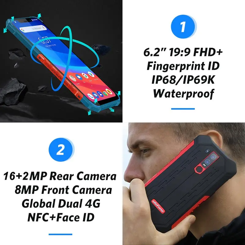 Ulefone Armor 6E IP68 Водонепроницаемые мобильные телефоны Android 9 0 6 2 &quotHelio P70 4G + 64G Face ID NFC