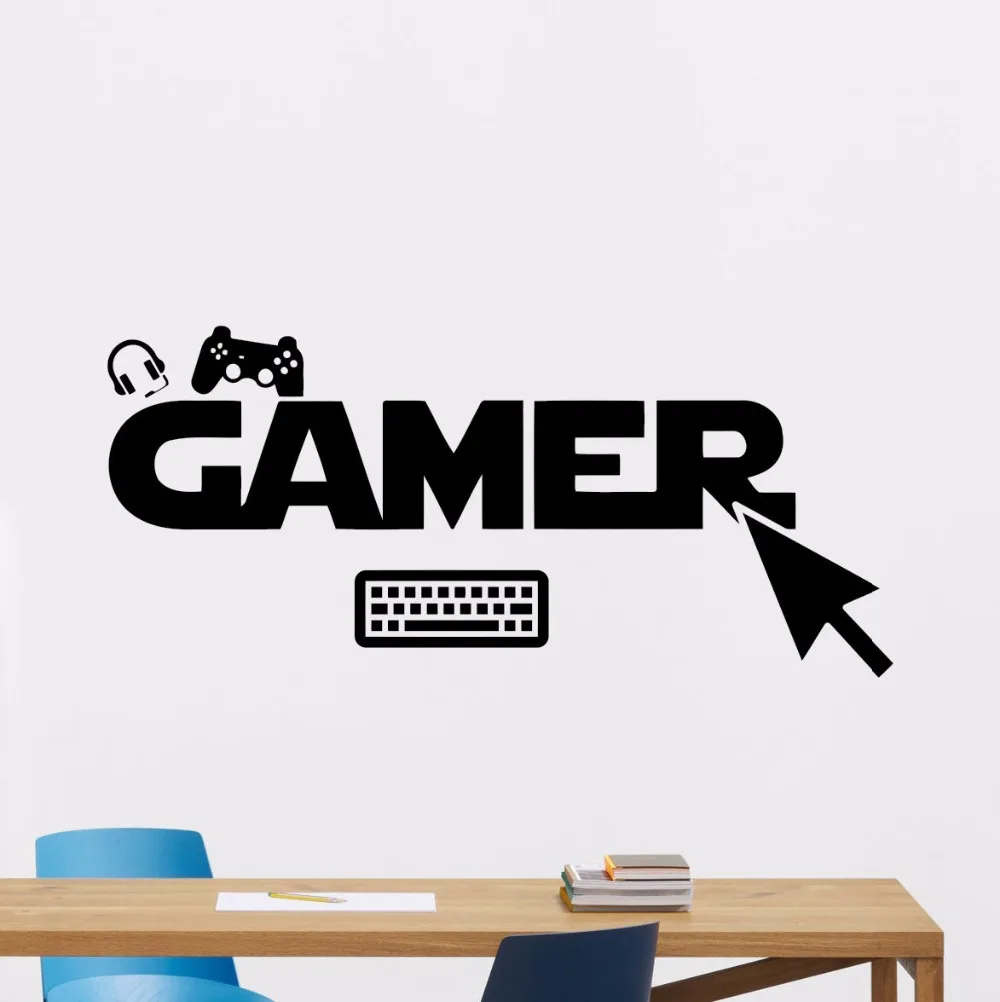 

Gamer Wall Decal Removable Vinyl Sticker Gamepad PC Mouse Wall Art Poster Kids Room Playroom Decoration Wall Vinyl Decal AY345