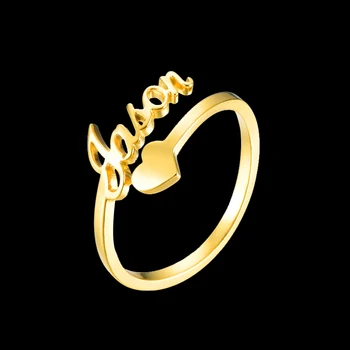 

Personalized Customize Name Rings Heart Engraved Name Ring Stainless Steel Gold Rings For Women Anniversary Jewelry Gifts