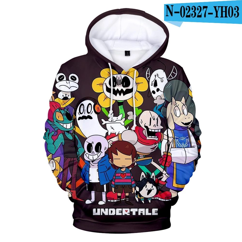 Новинка, Толстовка Undertale для мужчин/женщин, забавные худи Harajuku, стильная Популярная Игровая толстовка, 3D принт, пуловер с капюшоном - Цвет: Черный