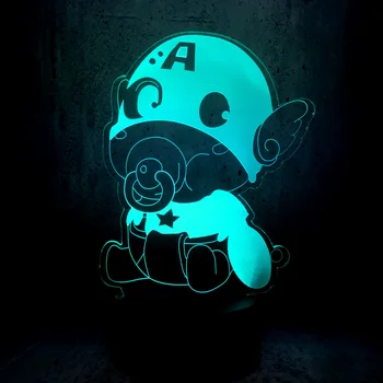 

NEW Novelty led night light Baby Captain America moon lamp lighting Figure 3D Lamp RGB LED Bulb Lighting Multicolor Decorative