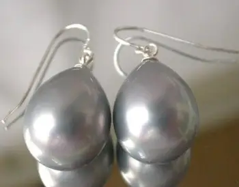 

Fine 11-15mm gray shell pearl 925 silver earrings