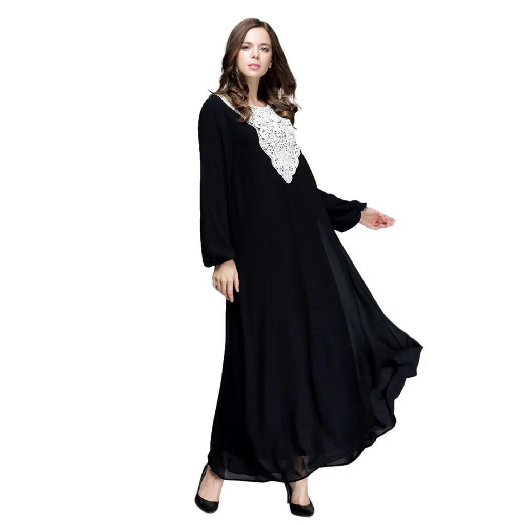 Muslim Dress Women Hidjab Long Maxi Dress Dubai Ethnic Patchwork Gown Islam Abaya Kaftan Muslim