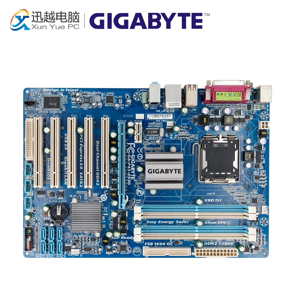 

Gigabyte GA-P43-ES3G Desktop Motherboard P43-ES3G Intel P43 LGA 775 Core 2 Extreme Quad Duo DDR2 16G SATA2 USB2.0 ATX