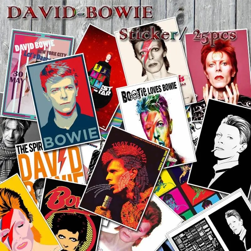 25 шт./лот рок-певец DAVID-BOWIE Стикеры s для ноутбука багажник холодильник, скейтборд Рок Музыкальная Наклейка ПВХ водоотталкивающая наклейка