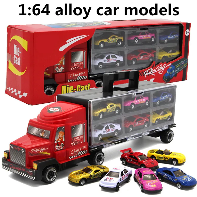 1: 64 сплава модели автомобилей, Toy Транспорт, металл Diecasts, контейнеры с 6 сплава автомобиля, двигайте игрушки, развивающие игрушки, бесплатная