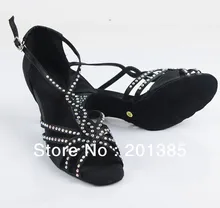 New Ladies Black Satin Crystal Ballroom Latin Samba Salsa Ceroc Tango Jive Line Dance Shoes Size 4,5,6,7,8,9,10