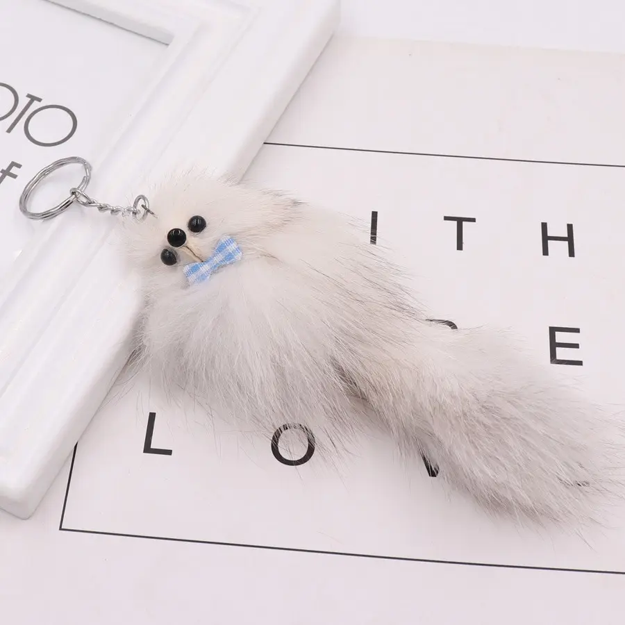 

1PCS fox Faux Fur Ball Pompom Keychain Car Keyring Rabbit Fur Ball Keychain Fur Brand Pompons Bag Charms With Chains Keyring