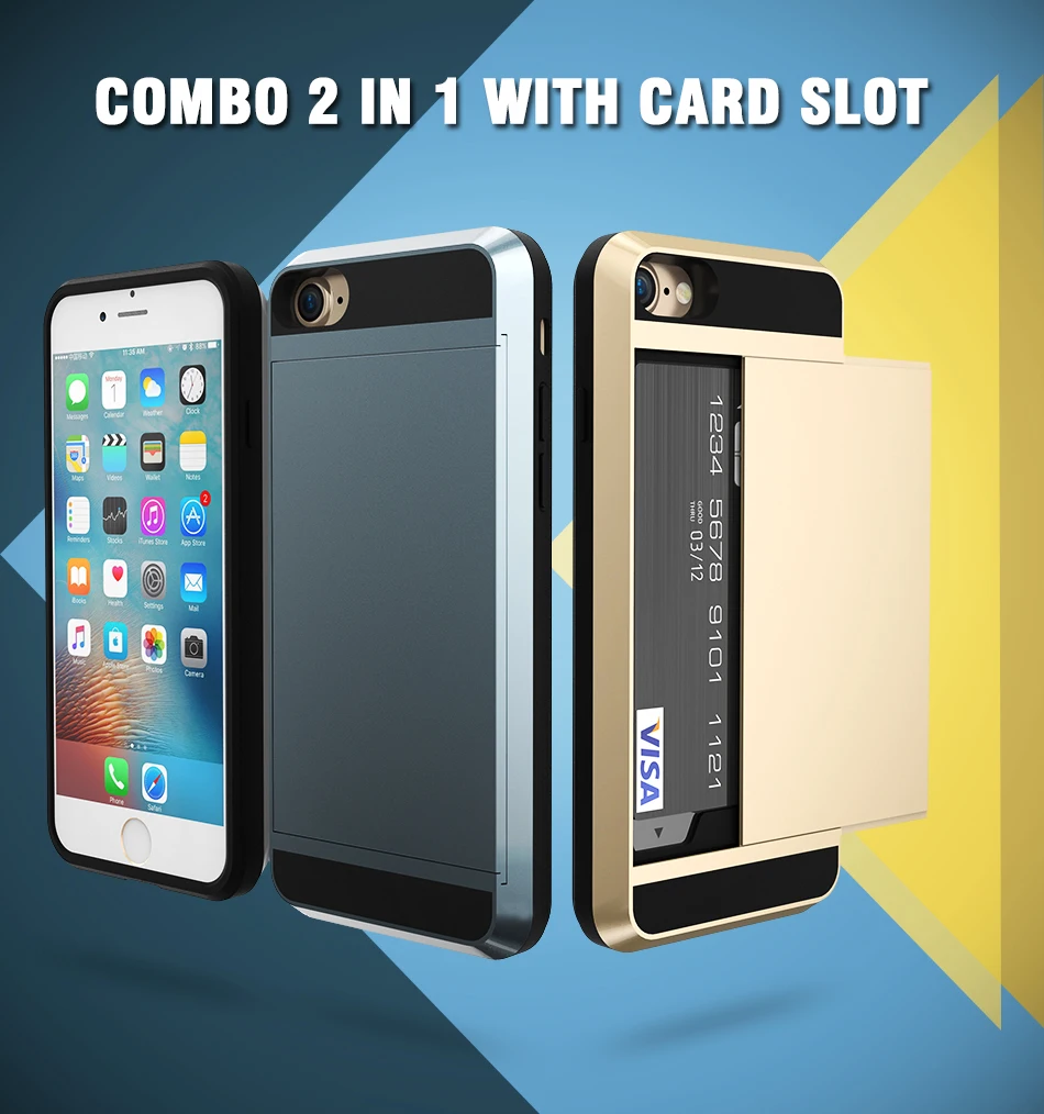 MR.YI Armor Case For iPhone 7 6 6S Plus 5 5S SE 5C Back Cover Slide Hidden Card Holder Phone Case For iPhone 5 6 6S 7 Plus Cover (1)