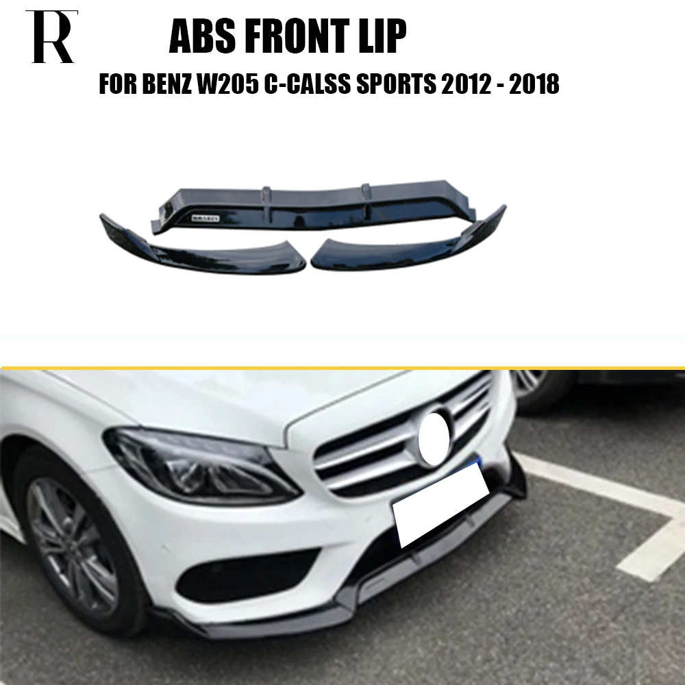 ABS черный передний бампер подбородок защита для губ Benz W205 C205 S205 C180 C200 C300 C43 с Amg