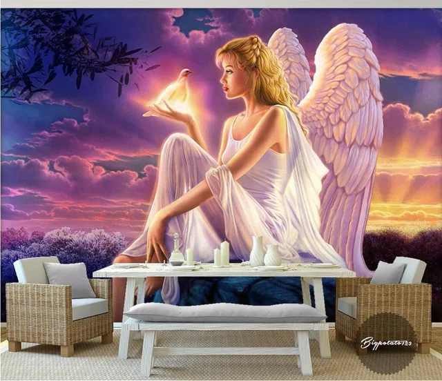 Custom Mural Photo Wall Paper Picture Sun White Wings Of An Angel Custom Mural Photo Wall Paper Picture Sun White Wings Of An Angel Room Decor Painting Murals Wallpaper For 3 D