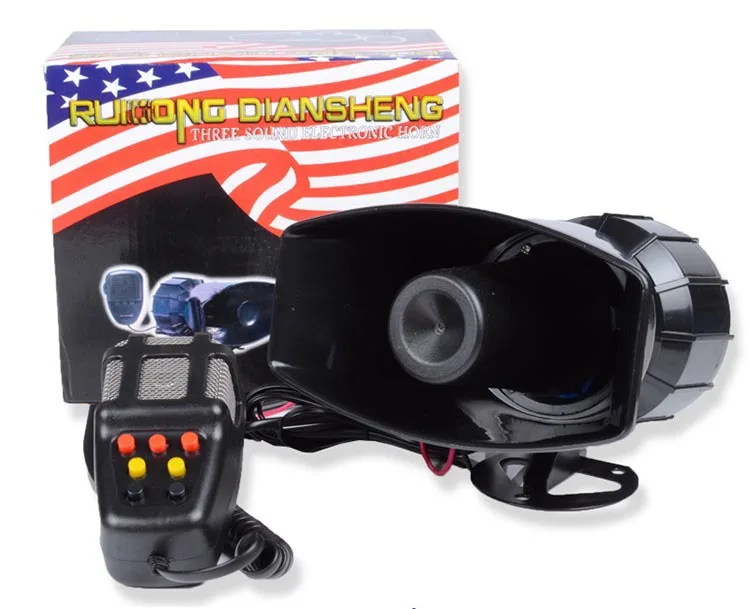 7 Sound Electronic Horn Car Alarm Siren Loudspeaker Horn 60W Automotive Siren Car Styling Police Horn Megaphone Buzzer