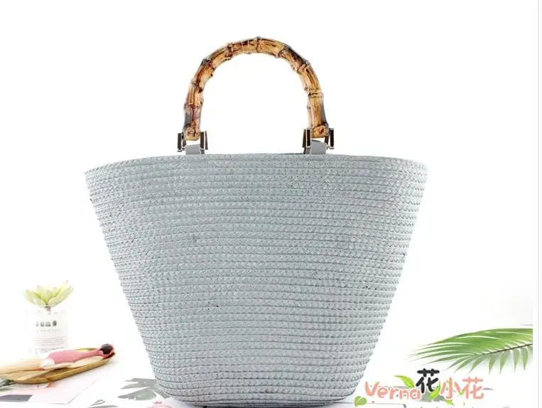 2025 South Korea's New Straw bag Casual Handbag Summer Holiday Shoulder Bag Woven Bag Shoulder Simple Solid Color Wild Straw Bag