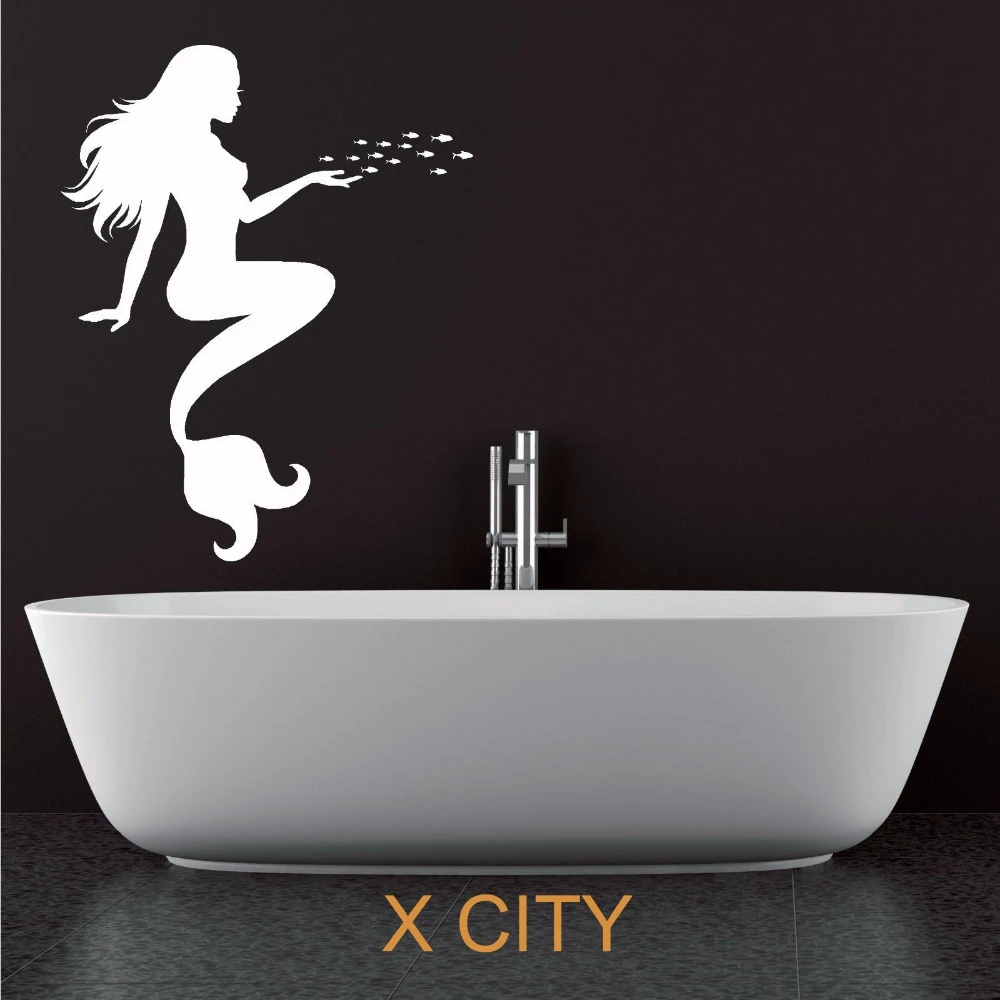 Mermaid Lady Girl Fish Bathroom Vinyl Wall Art Room Sticker Decal Silhouette Door Window Stencils Mural Decoration Vinyl Wall Vinyl Wall Artroom Stickers Aliexpress