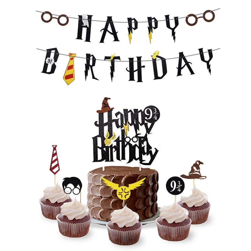 

Harry Potter Birthday Decorations Happy Birthday Banner Garland Latex Balloon Cake Topper Kids Birthday Party Decoration Favors