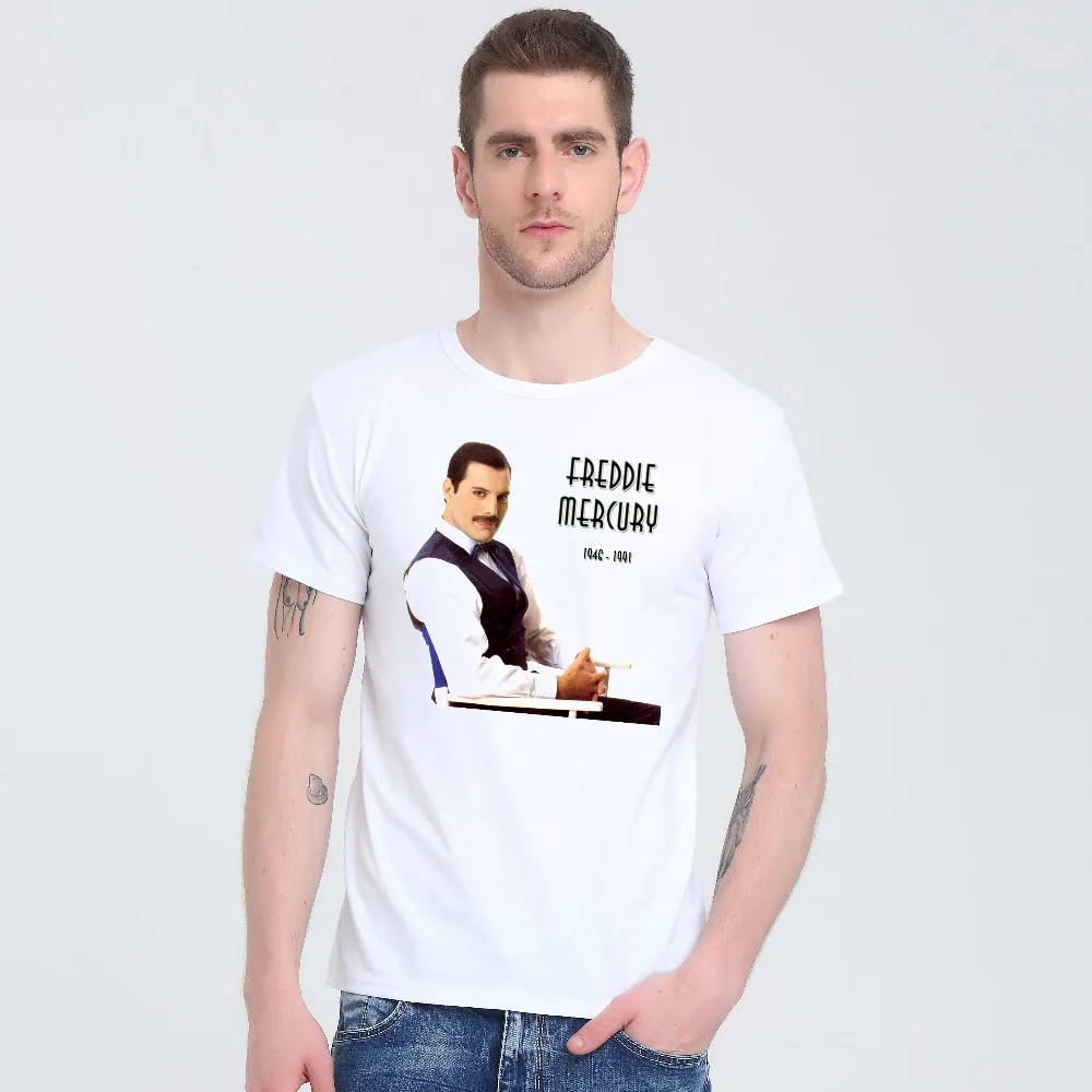 

Queen band Mr FREDDIE MERCURY T-shirt cotton Lycra top 3033 Fashion Brand t shirt men new DIY Style high quality