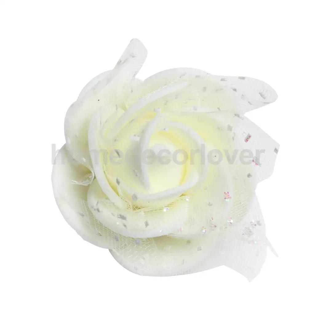 50 Pieces Many Color Mini Artificial Foam Mesh Rose Flower Heads Embellishment for Wedding Crafts 4cm