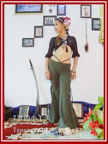 

Tribal Fusion Belly Dance Pants Lycra Cotton Tribal Belly Dance Flare Pants With Long Slip AF08-13
