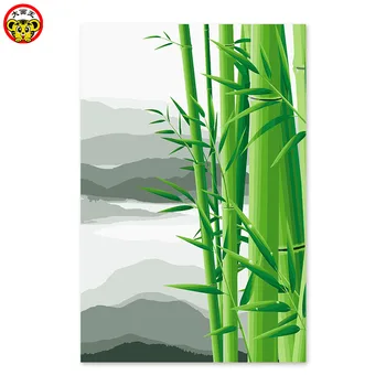 

painting by numbers art paint by number green bamboo cloud node China high antiquity manual colouring decorative background wall