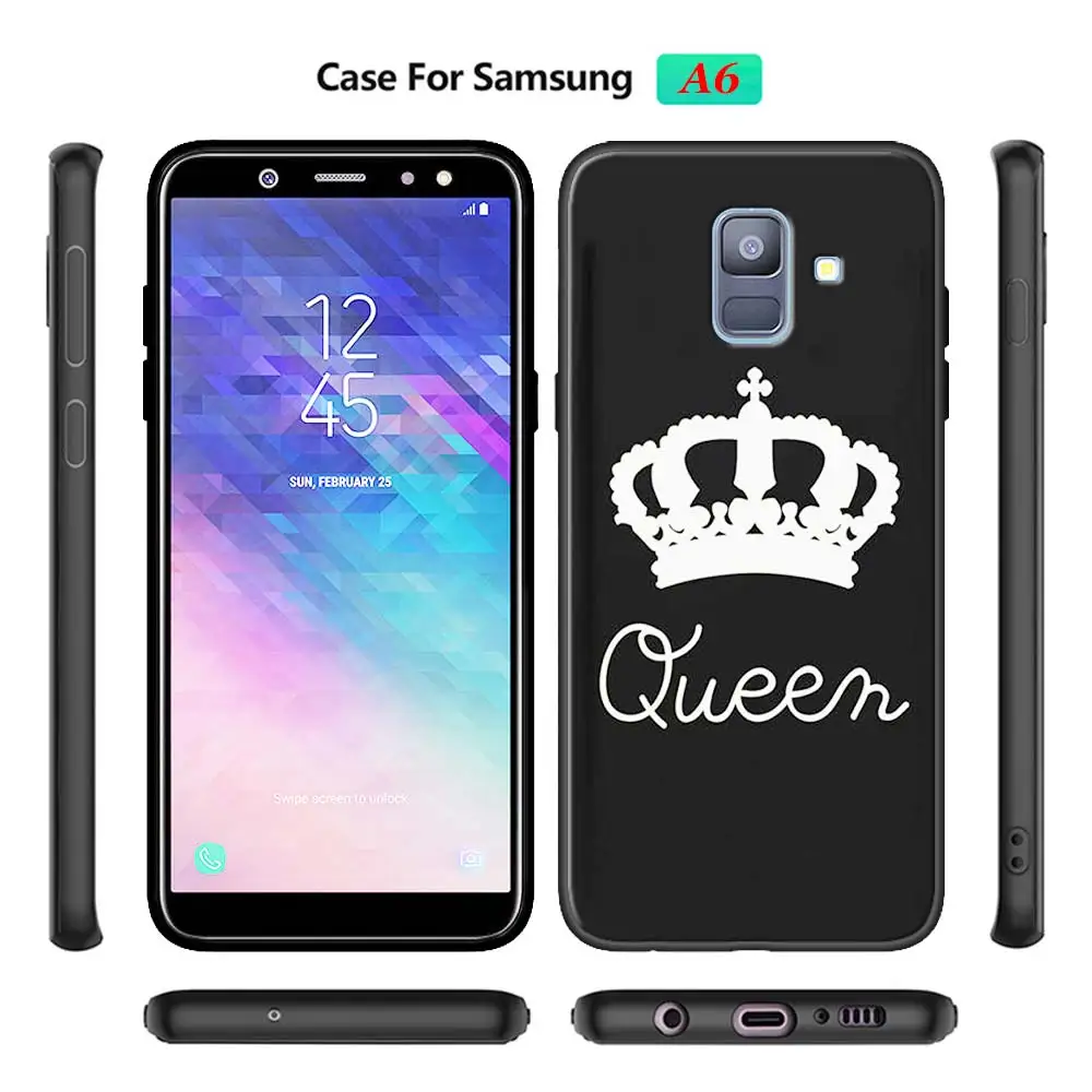 Король queen корона мягкий чехол для мобильного телефона чехол s для samsung Galaxy A10 A20 A30 A40 A50 A70 A6 A7 A8 плюс A9 M30 M20 черный чехол Крышка