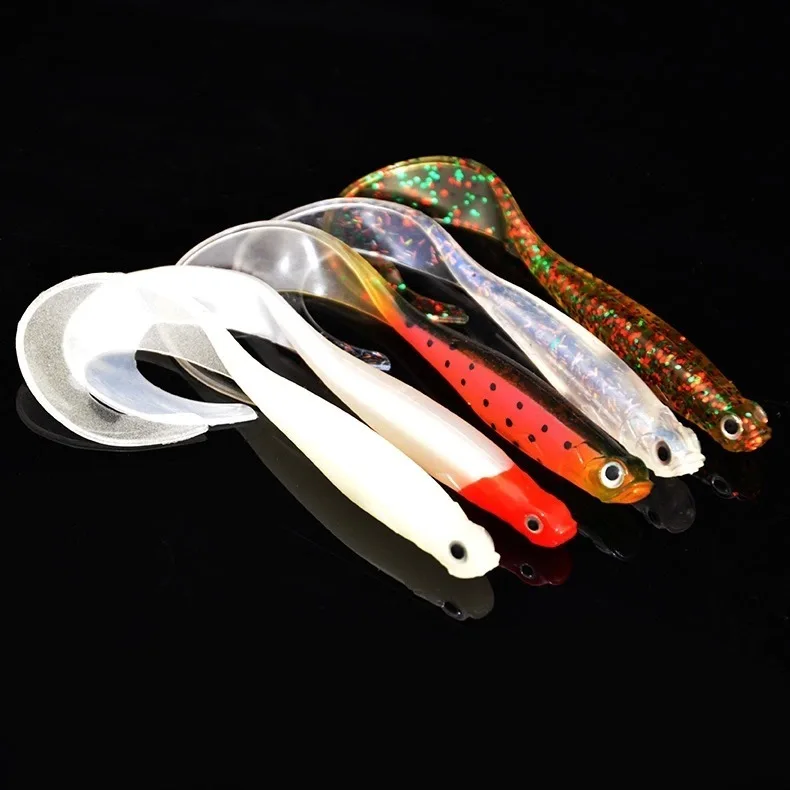 

5PCS/lot Soft Silicone Worm Lure 6.5g/105mm Soft T Tail Single Grub Maggot Bait Isca Artificial 3D Eyes Shad Sea Fishing Lure