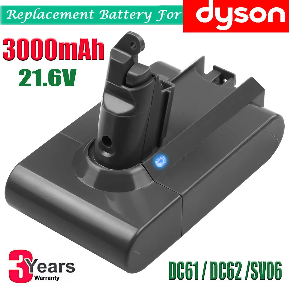21.6V 3000mAh Battery for Dyson Absolute V6 DC58 DC59 DC61 DC62 D72 DC74 BC683 | Электроника