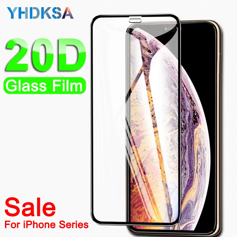 

20D Curved Edge Full Cover Protective Glass on the For iPhone 7 8 6 6S Plus Tempered Screen Protector For X XR XS Max Glass Film