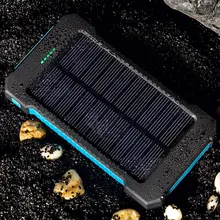 Wopow Solar Power Bank30000mAh Portable Dual USB Compact Waterproof Powerful LED Light External Battery Charger With Hook