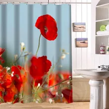 LUQI Новое поступление красота poppy персонализированные пользовательские занавески для душа для ванной водонепроницаемый больше размеров P-234